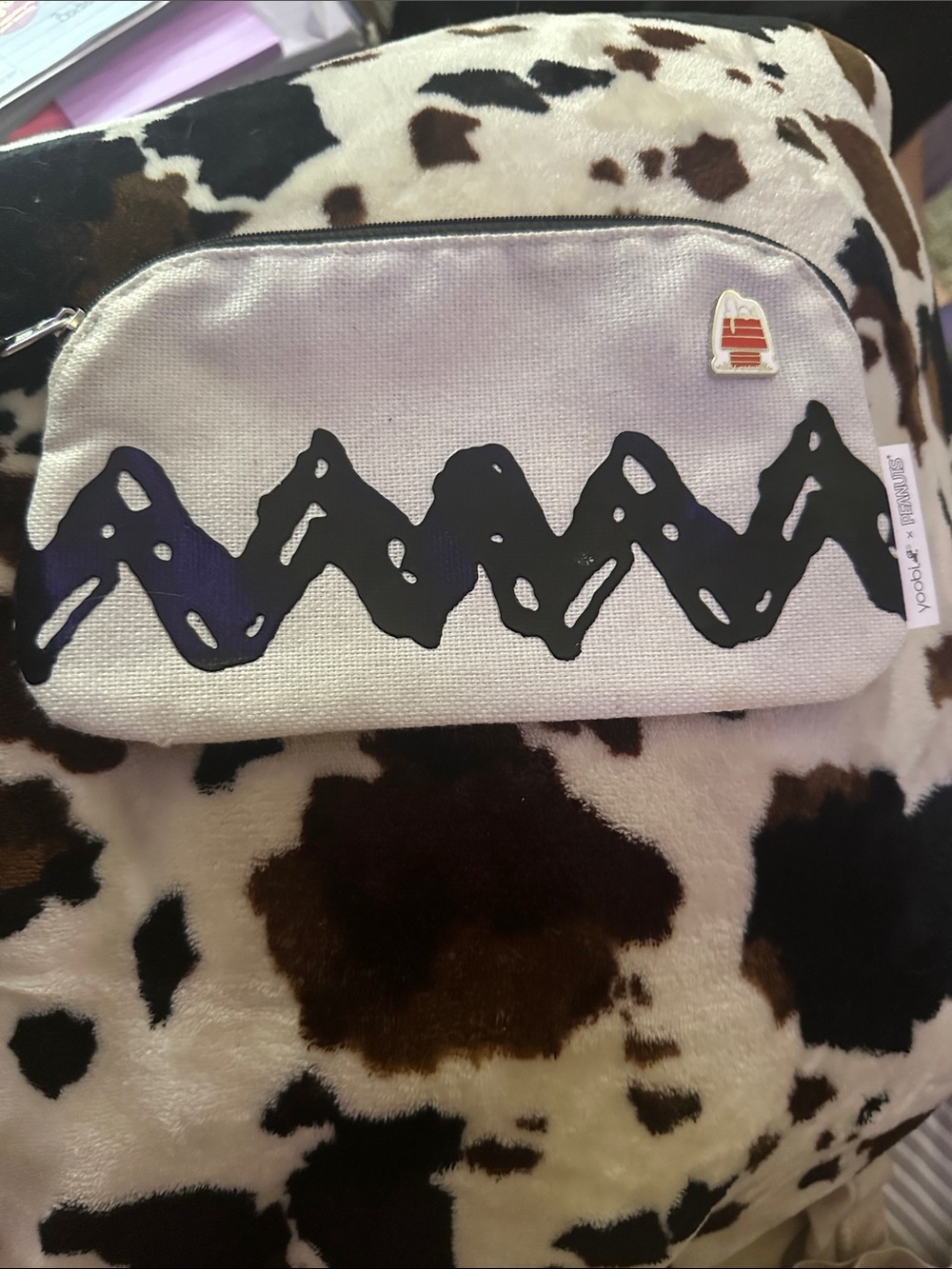 Peanuts Canvas Pencil Pouch with Black Wave Accent